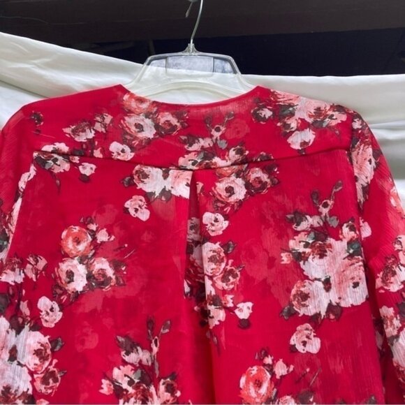 KUT from the Kloth red floral sheer long sleeve blouse, size small - Picture 7 of 9